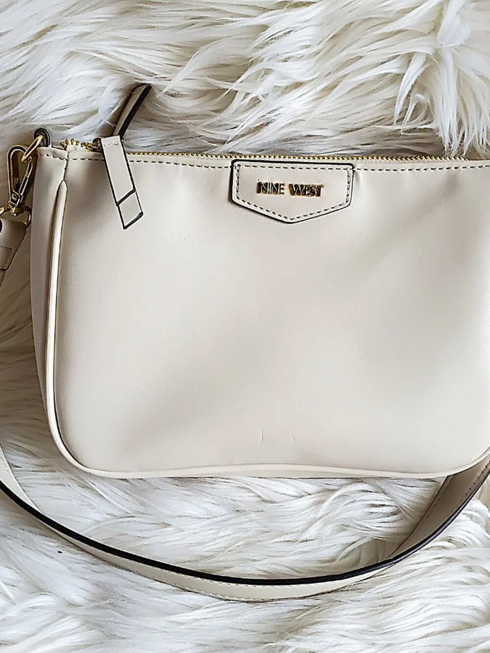 Nine West Crossbody Cream Faux Leather Shoulder Handbag